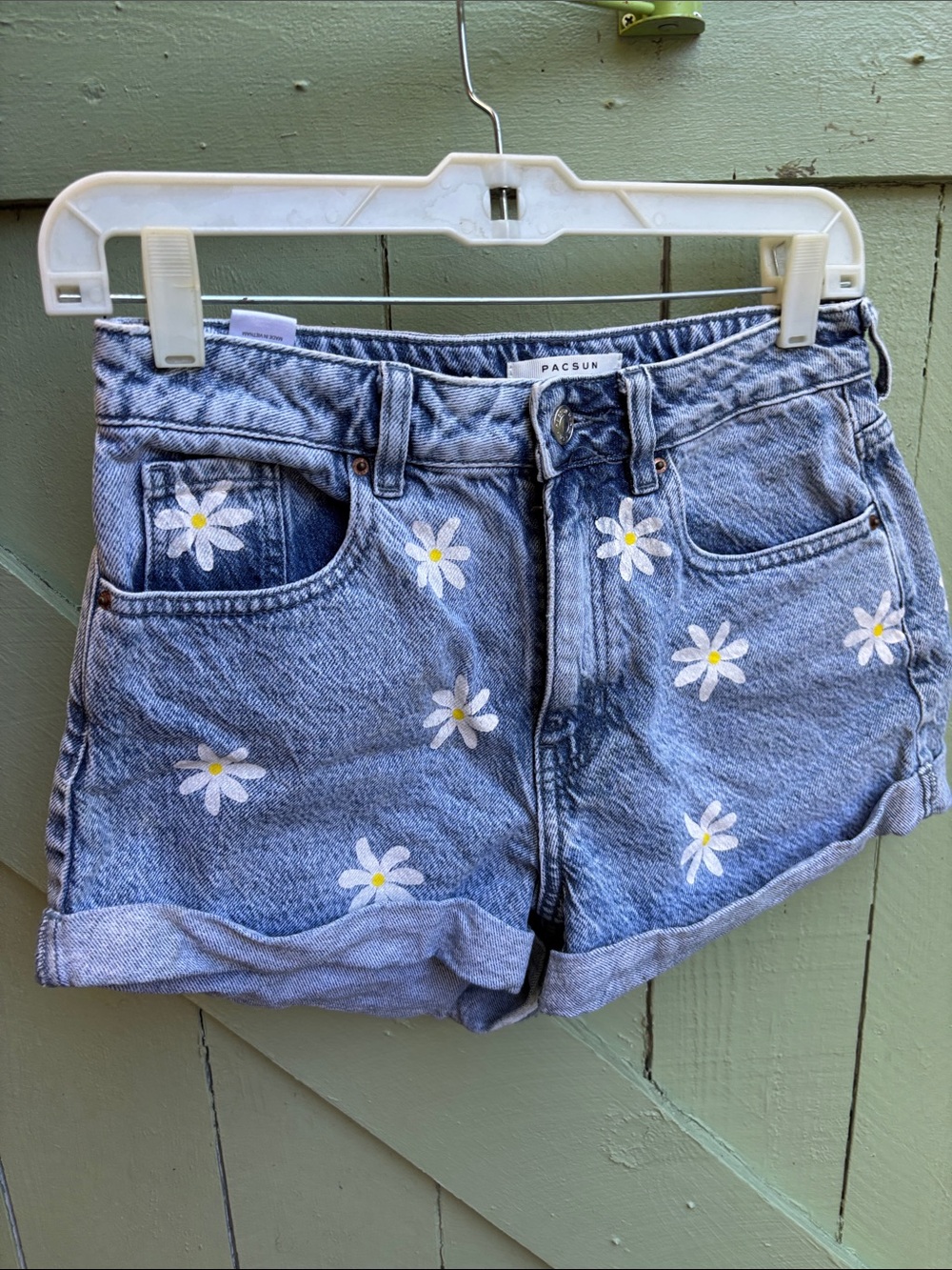 PacSun Light Blue Daisy Denim Shorts